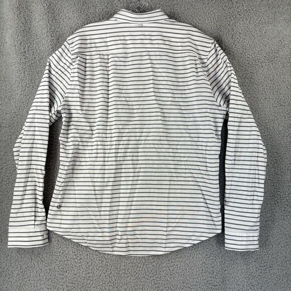 Lululemon Commission Shirt Mens Large L White Long Sleeve Button Up Striped - Picture 5 of 7
